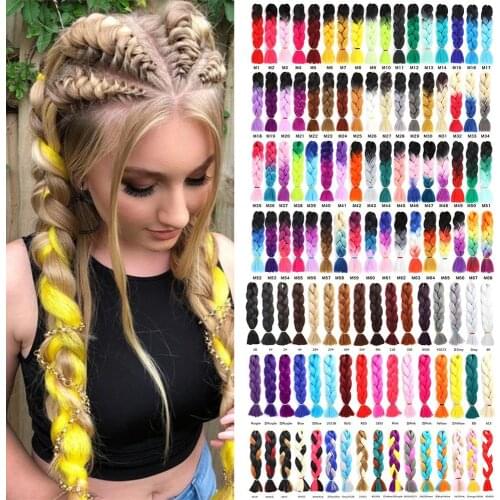 CLong Jumbo Braids Kanekalon 24 Inch Color Braiding Synthetic Hair Extensions Braid Hair for 100 Colors Heat Resistant Fiber