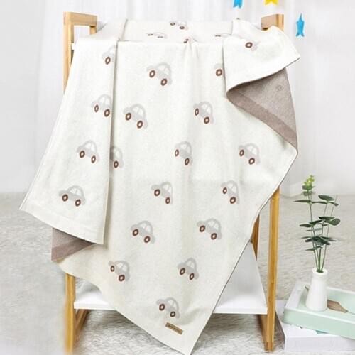 100x80cm Baby Blanket Knitted Quilt Cars Pattern Infant Windproof Stroller Cover