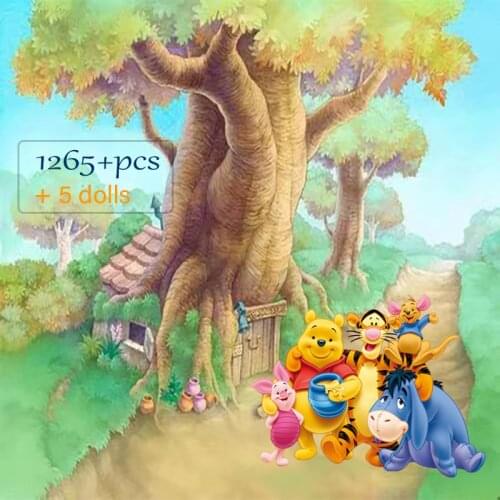 Disney Winnie The Pooh Tree House Bear Building Blocks Bricks Toys for Kids Children Birthday Gifts