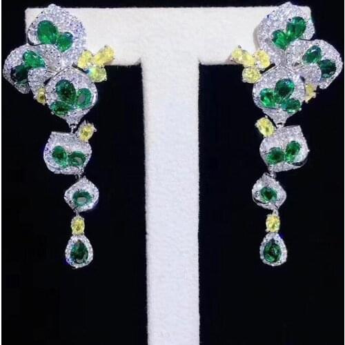 Designer original new custom silver needle inlaid full diamond long earrings high-end zircon fashion trendy ladies jewelry