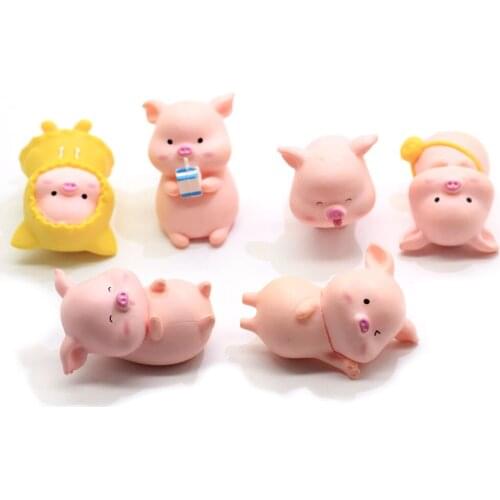Home Decor Mini Cute Pig Figurine Model Resin Craft Moss Micro Landscape Miniature Fairy Garden Decoration Accessories