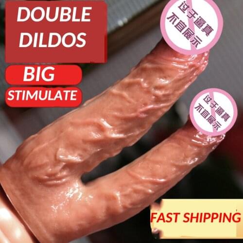 Double Big Dildos Lesbian Sex Toy Double Realistic Dildo Pants Harness Belt for Men Women Couple Vagina Anal Plug Suction Dildo
