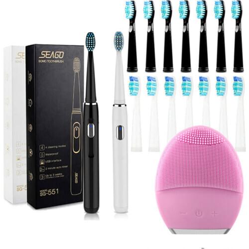 Seago Sonic Electric Toothbrush Recharge SG-551Replace Brush Head 4 mode Sonic Vibrate Waterproof Brush Cleansing tooth SG-3002