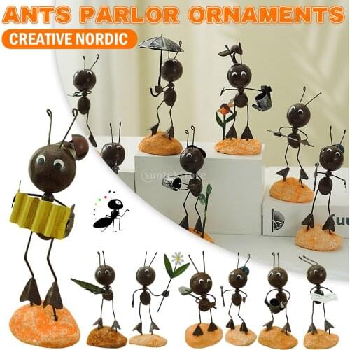 Shabby Chic Iron Ant Figurine Handmade Crafts Collectible Figurine Office Desktop Decor Furnishing Articles Desktop Ant Decor