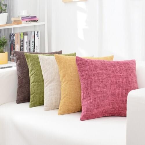 Hot sale linen solid color plain yellow green coffee red sofa decoration car living room chair back pillow cushion