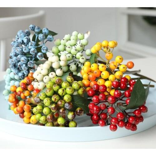 10 Pcs Simulation Foam Berry fake flowers for Home decoration DIY Christmas Berry Fruit Artificial Flowers Photography Props