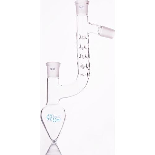 Pear-shaped fractionation flask,Capacity 50ml,Joint 24/29,Distilling flask pear shape,with thorn tube standard ground mouth