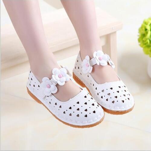 Girls Leather Shoes Summer Children Kids Shoes For Girl Princess Big Size 3 Pink Wedding Flower Footwear Toddler