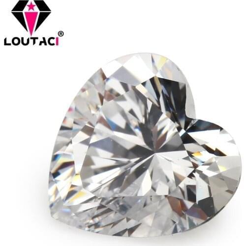 LOUTACI Fancy Style Gemstones Heart Shape White 5A Cubic Zirconia Jewelry Brilliance Big Size 11x11-15x15mm