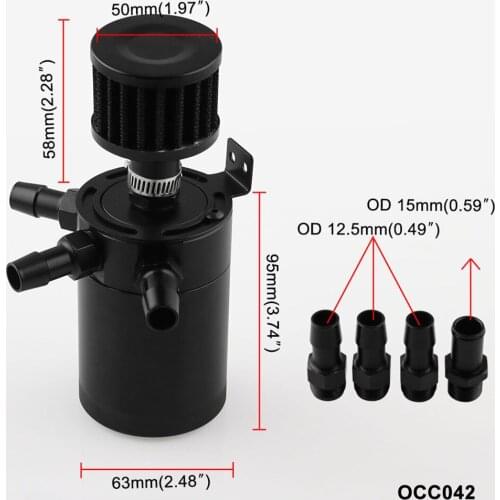 Baffled Oil Catch Can Engine Oil Reservoir Tank With Breather