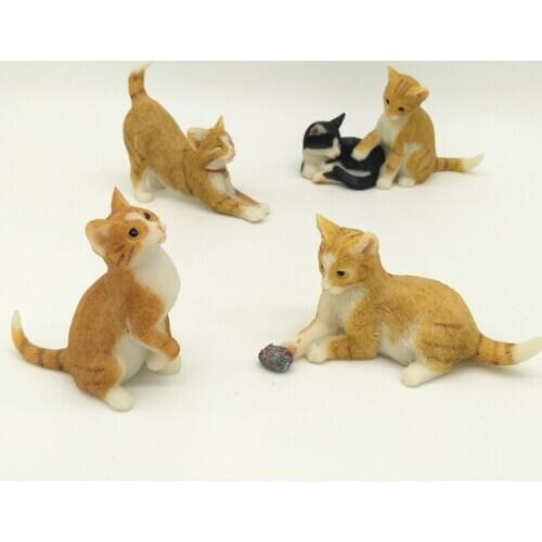 Handmade Simulation Kitty Toy Animal Birthday Gifts Personality Furnishing Arecrafts Cat Animal Miniature Figures Home Ornaments