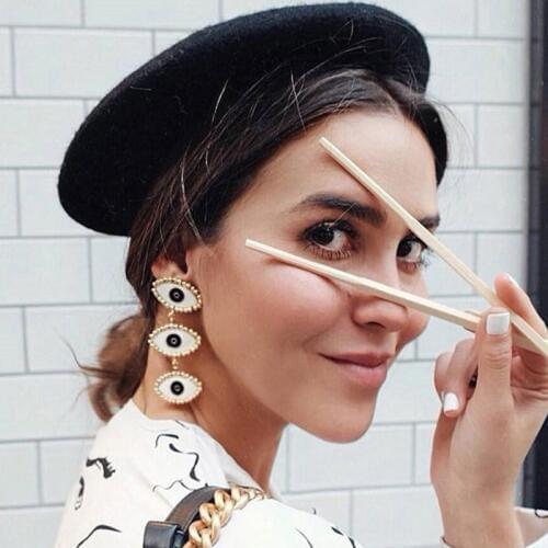 Unique Design Lady Evil Eye Chain Statement Earring For Women Vintage 2019 New Gold Street Style Earrings Party Holiday Jewelry
