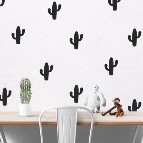 Cartoon Little Cactus Wall Sticker, Removable Cactus Wall Decals Art Decor Free Shipping 20 Cactus Per Lot