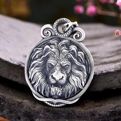 New s999 silver jewelry mens pendant, dragon head / lion head / wolf head retro domineering personality silver pendant for Man