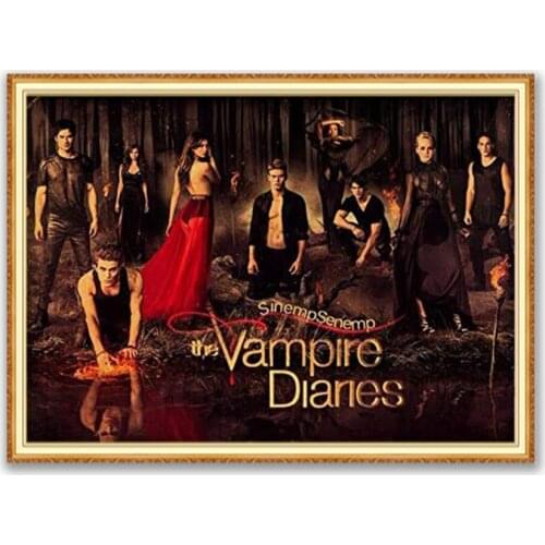 The Vampire Diaries DIY 11CT Embroidery Cross Stitch Kits Craft Needlework Set Cotton Thread Printed Canvas Home Decoration Hot