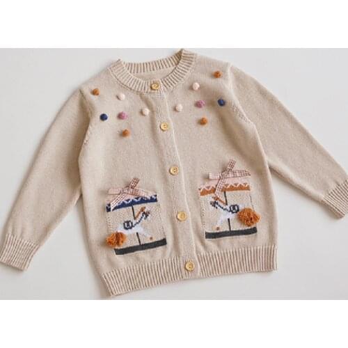 2021 New Autumn Toddlers Kids Knitted Sweaters Cartoon Embroidery Korean Style Children Cardigan Sweater Coats