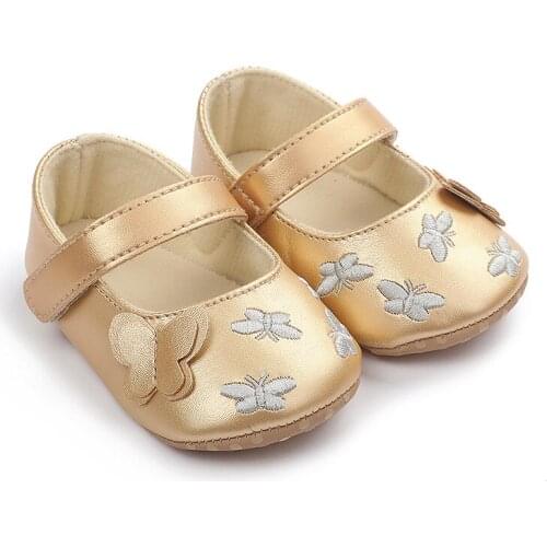2021 New Spring Autumn First Walkers Toddler Baby Girls Butterfly Shoes PU Leather Shoes Soft Sole Crib Shoes 0-18M