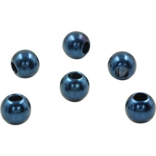 Wholesales 50pcs Deep Blue Acrylic Shiny Simulated Pearl Rondelle Loose Large Hole Charm Beads For Making European Bracelet