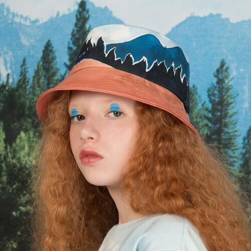 YIZISTORE Original Design Women Bucket Hats Fishing Hunting Simple Unisex Cartoon Embroidered Protection Caps Fisherman Print