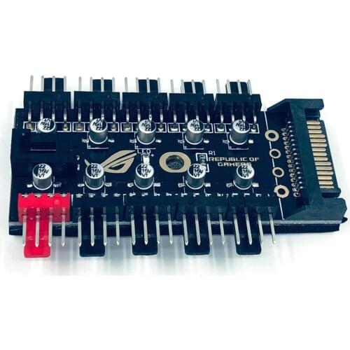 PC 1 to 10 4Pin Cooling Fans Hub Splitter Cable 12V PWM LED Sata Power Suppply Adapter Speed Controller For Computer Mining