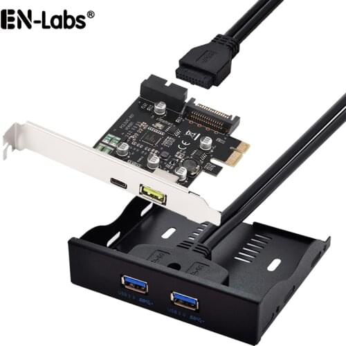 3 Ports(USB-C& USB 20pin) PCI-E to USB 3.1 Expansion Card w/ Type-A BC 2.4A Charging w/2 Port USB3.0 Floppy 3.5 Front Panel-SATA