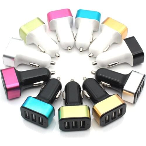 Autolader Met Backlight Voor 3 Usb-poorten, usb Adapter In De Sigarettenaansteker Dc 12 V/24 V, 2.1A/1A