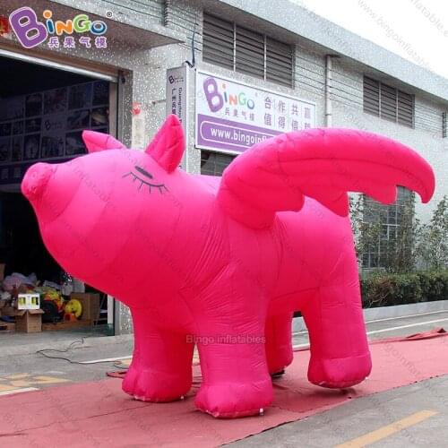 Portable 3.7x3.7x2.5 meters inflatable pink pig with wings for event / inflatable flying pig balloon toys