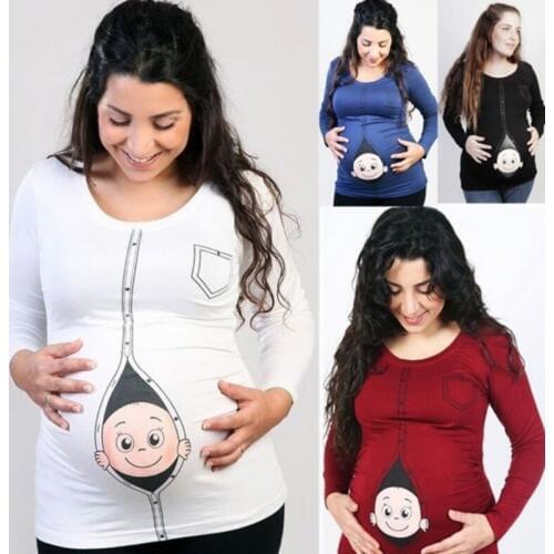 Casual Pregnancy Maternity Clothes with Baby Peeking Out Shirts Hot Cute Pregnant Maternity T Shirts Q1 pregnant clothes New