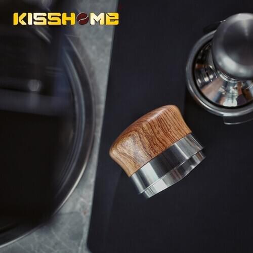 58.35mm Ajustable Coffee Tamper Rosewood Handle Powder Hammer Stainless Steel Thread/Three-Angled Espresso Distributor Accessory