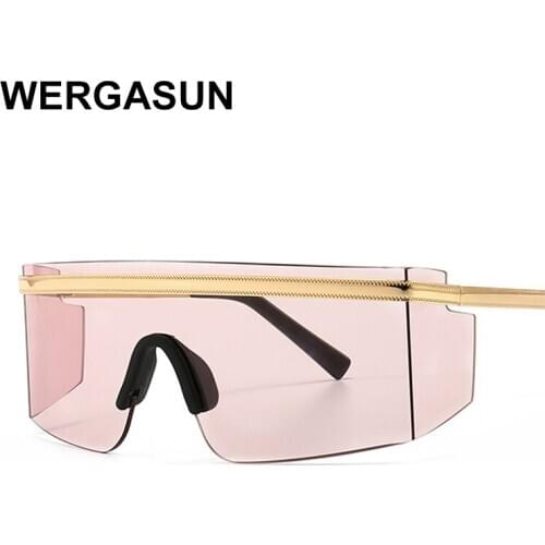WERGASUN Flat Top Oversize Square Sunglasses Women Fashion Retro Gradient SunGlasses Men Big Frame Vintage Eyewear UV400