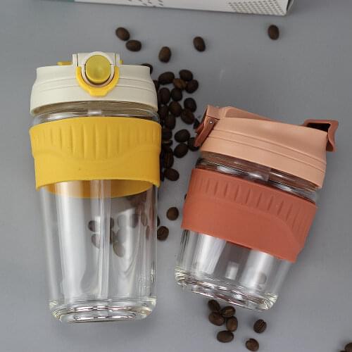 350/550ml Glass Water Bottles For Girls Portable Durable Car Water Bottle With Straw School Office Travel Mug Coffee Tea Cup