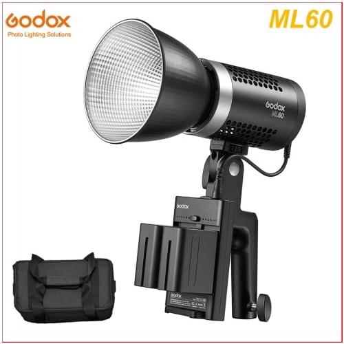 Godox ML60 60W LED Video Light Silent Mode Portable Brightness Adjustment Support Li-ion with AC Power Supply Outdoor LED Light