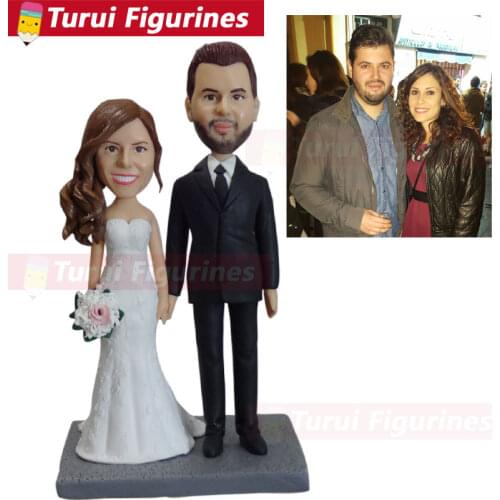 Custom-made 3D Sculptures from your photos custom head statue bobble head figurines wedding cake topper bride and groom dolls