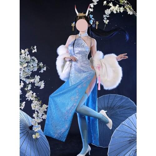 Game Azur Lane IJN Noshiro Cheongsam Noshiro Cosplay Costume Women Sexy Dress Chinese Deluxe Suit Halloween Party Uniforms