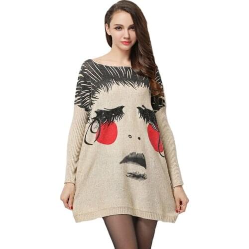 ARCSINX Plus Size Wome Sweaters And Pullovers 4XL XXXL Bat Big Size Female Sweater Long Sleeve Knitting Sweater Women Oversized