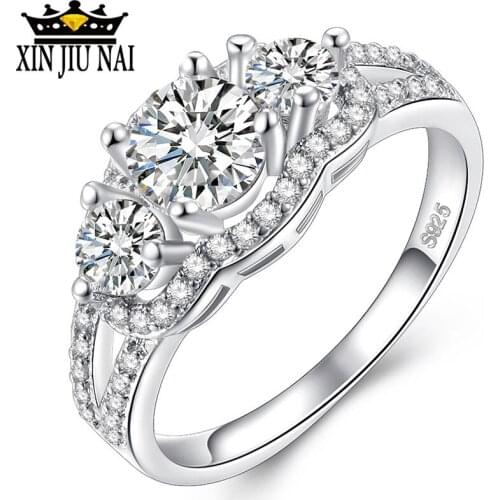 Luxurious Royal Diamond 1.5ct 5A CZ Crystal Ring 925 Silver Jewelry Best Gift Wedding Rings For Women Engagement Fine Jewelry