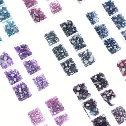 1 Box Glass Crystal Nail Art Rhinestone Gold Silver Clear All Color Flat Bottom Mixed Shape DIY Nail Art 3D Decoration 6cell pot