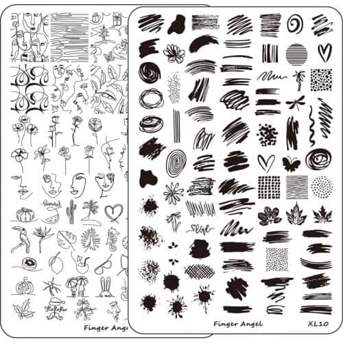 1Sheet Nail Stamping Plates Set Geometry Lace Flower Leaves Striped Hot Design Nails Art Stamp Template Mold YTG-354STY
