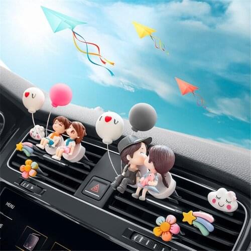 1PC Cute Car Air Vent Freshener Perfume Clip Scent Aroma Diffuser Lovely Couple Girl Boy Simple Gadget Auto Interior Accessories