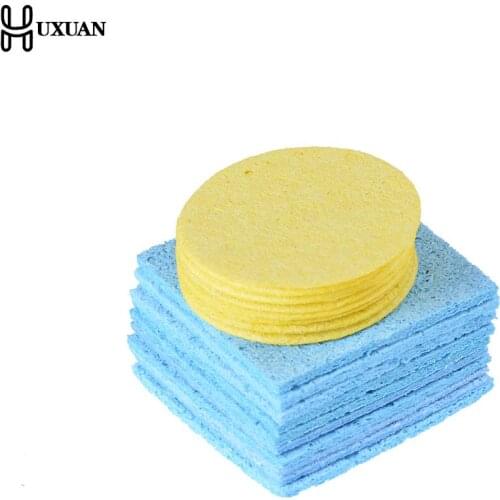 10pcs Solder Iron Tip Welding PCB Cleaning Pads Universal Soldering Iron Replacement Sponges Yellow Or Blue 5cm, 6x6mm