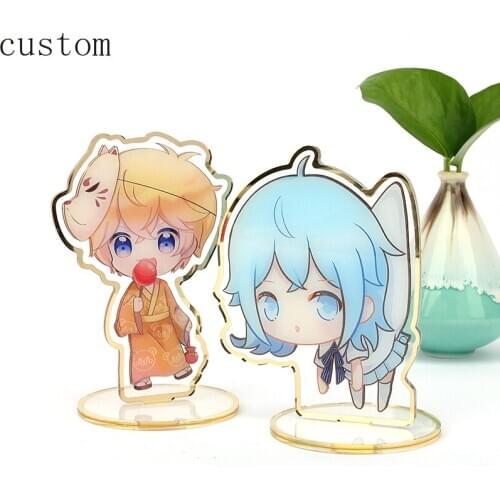 15CM Customized Double Sided Printed Transparent Clear Anime Acrylic Standee with Gold Edge