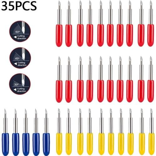 35 Pcs 30/45/60 Degree Roland Cricut Cutting Plotter Vinyl Cutter Offset Knife Blades for Sharp and Durable Carving Tools