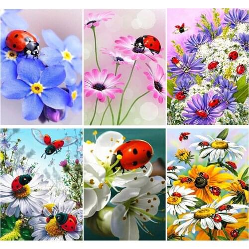 Diamond Painting Flowers Ladybug Full Square Diamond Embroidery Picture Of Rhinestone Cross Stitch Diamond Mosaic Handwork