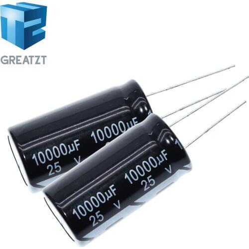 GREATZT Aluminum Electrolytic Capacitor 25V / 10000 UF 25V/10000UF Electrolytic Capacitor Size 18*35 mm plug-in 25V 10000UF