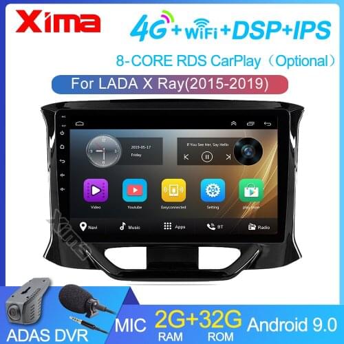XIMA Android 9.0 2GB RAM Car DVD Player for LADA X Ray Xray 2015 2016-2019 Car Multimedia Playe GPS Navigation WIFI RDS 2din