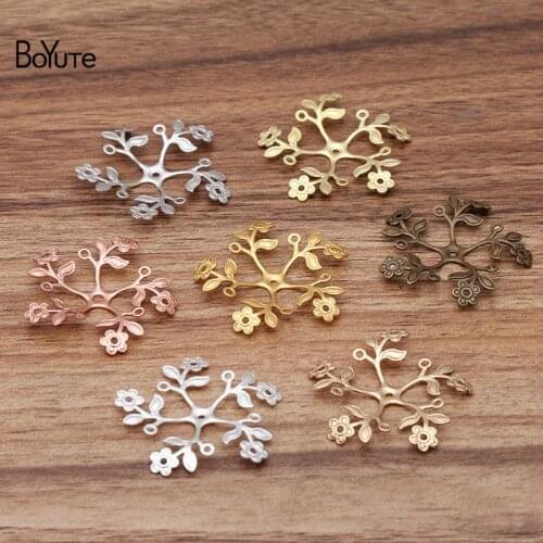 BoYuTe (20 Pieces/Lot) 39MM Metal Brass Stamping Flower Materials Diy Hand Made Jewelry Accessories Parts