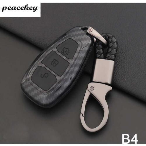 Carbon Fiber Car Styling Key Remote Key Fob Case Cover Keychain for Ford Fiesta Focus 3 4 MK3 MK4 Mondeo Ecosport Kuga Focus ST