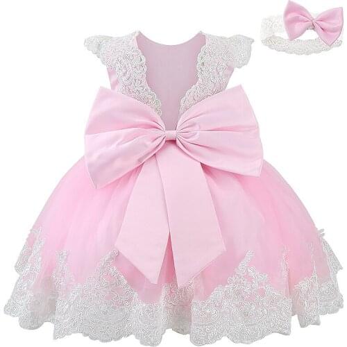 Children Baptism Baby Girl Clothes Summer Dresses 1 Year Newborn Christening Princess Vestidos Tutu with Headband Birthday Party