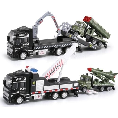 Childrens Military Rocket Alloy Toy Pull Back Car Large Rescue Towing Missile Car Light Music Car