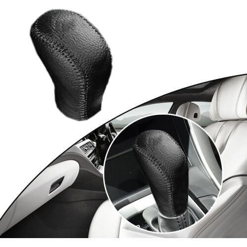 For HYUNDAI IX35 2018 AT IX25 2016 2017 AT 1pc PU Leather Hand Brake Shift Knob Cover Gear Case Car Interior Shift Knob Shell